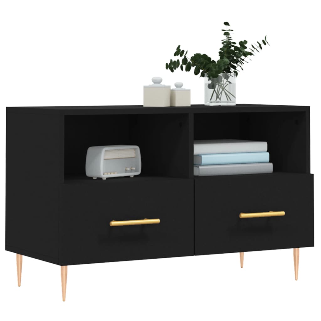 Meuble TV Noir 80x36x50 cm Bois d'ingénierie - XIOS