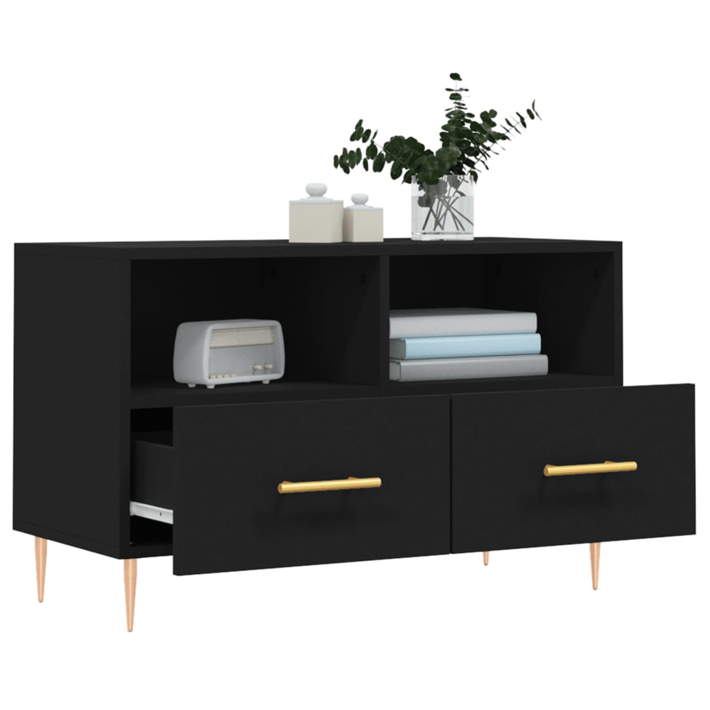 Meuble TV Noir 80x36x50 cm Bois d'ingénierie - XIOS