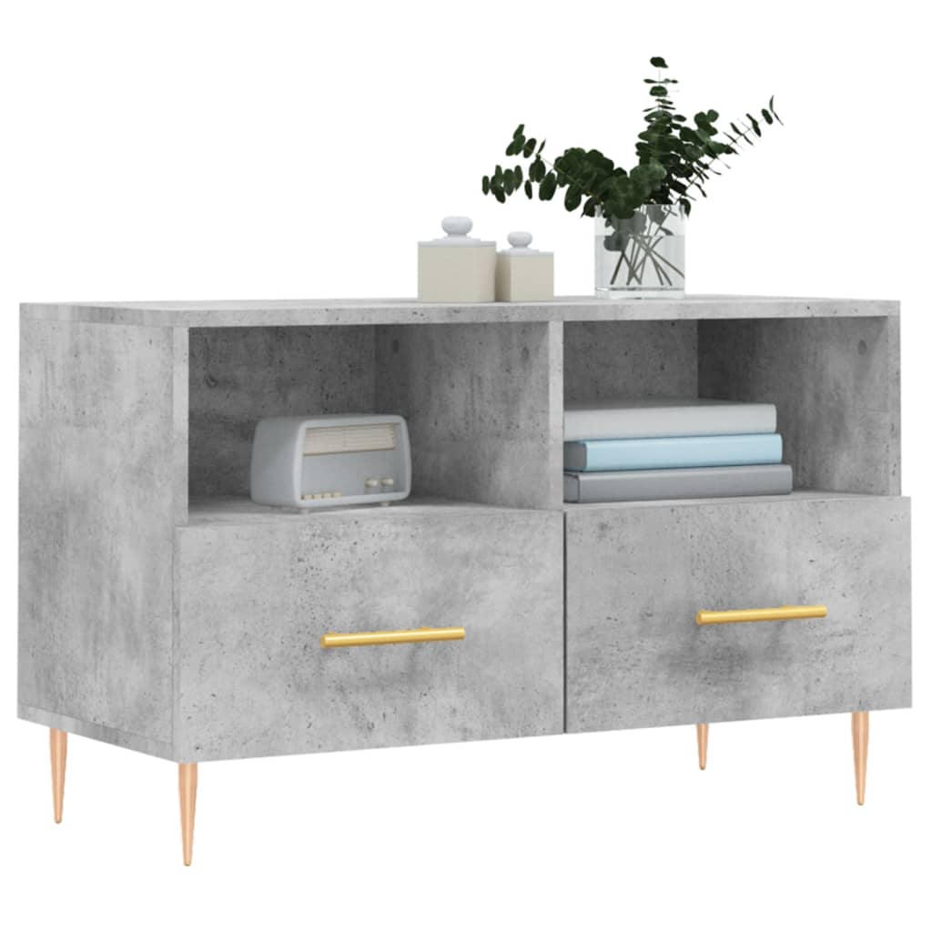Meuble TV Gris béton 80x36x50 cm Bois d'ingénierie - XIOS