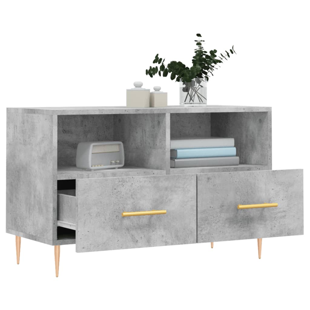 Meuble TV Gris béton 80x36x50 cm Bois d'ingénierie - XIOS