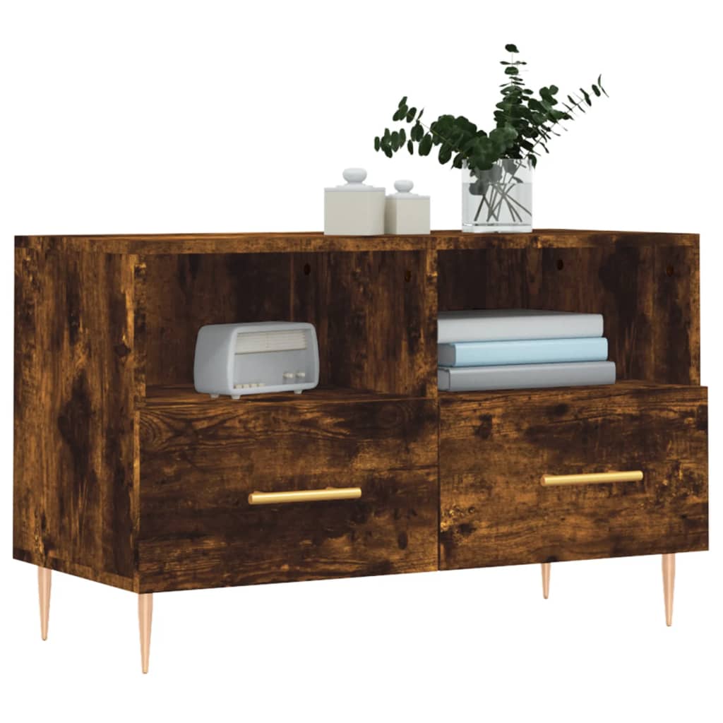Meuble TV Chêne fumé 80x36x50 cm Bois d'ingénierie Meubles TV vidaXL   