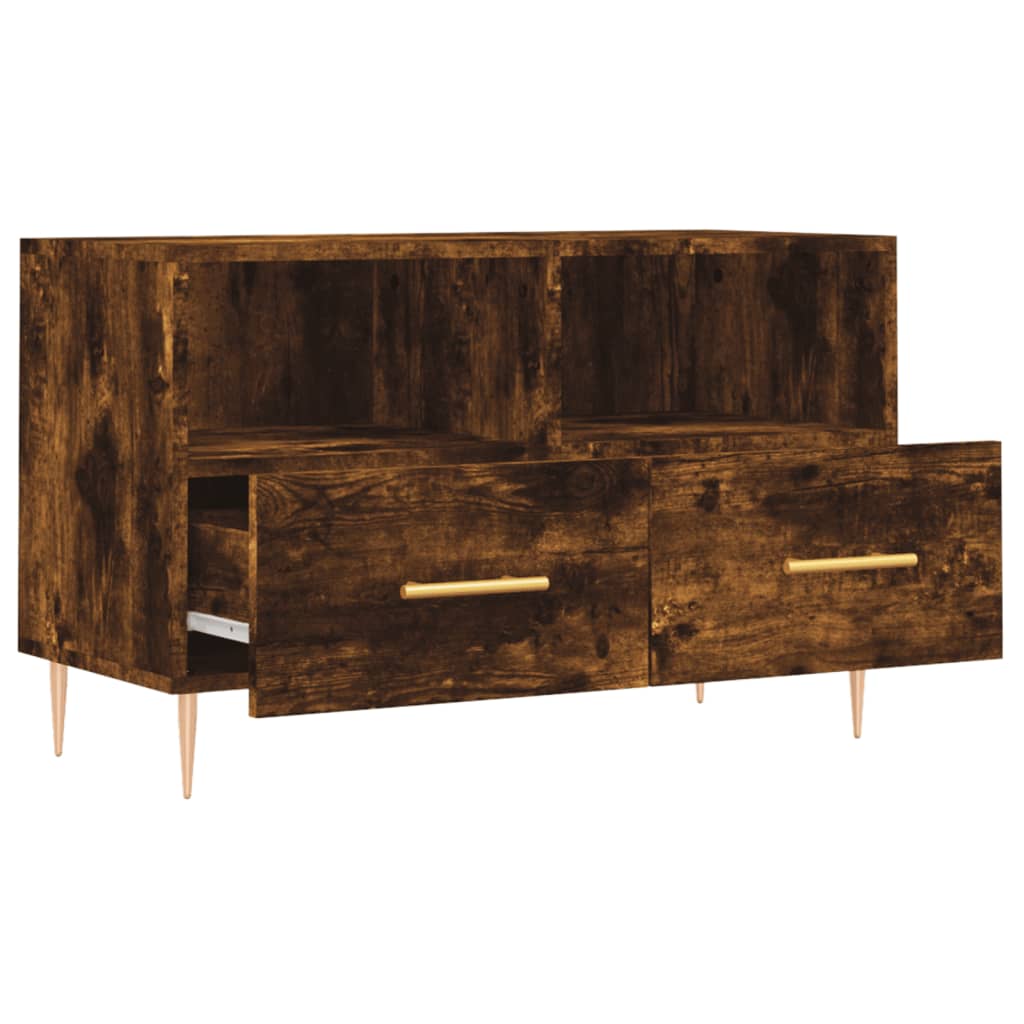 Meuble TV Chêne fumé 80x36x50 cm Bois d'ingénierie Meubles TV vidaXL   