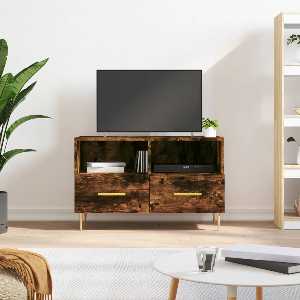 Meuble TV Chêne fumé 80x36x50 cm Bois d'ingénierie Meubles TV vidaXL   