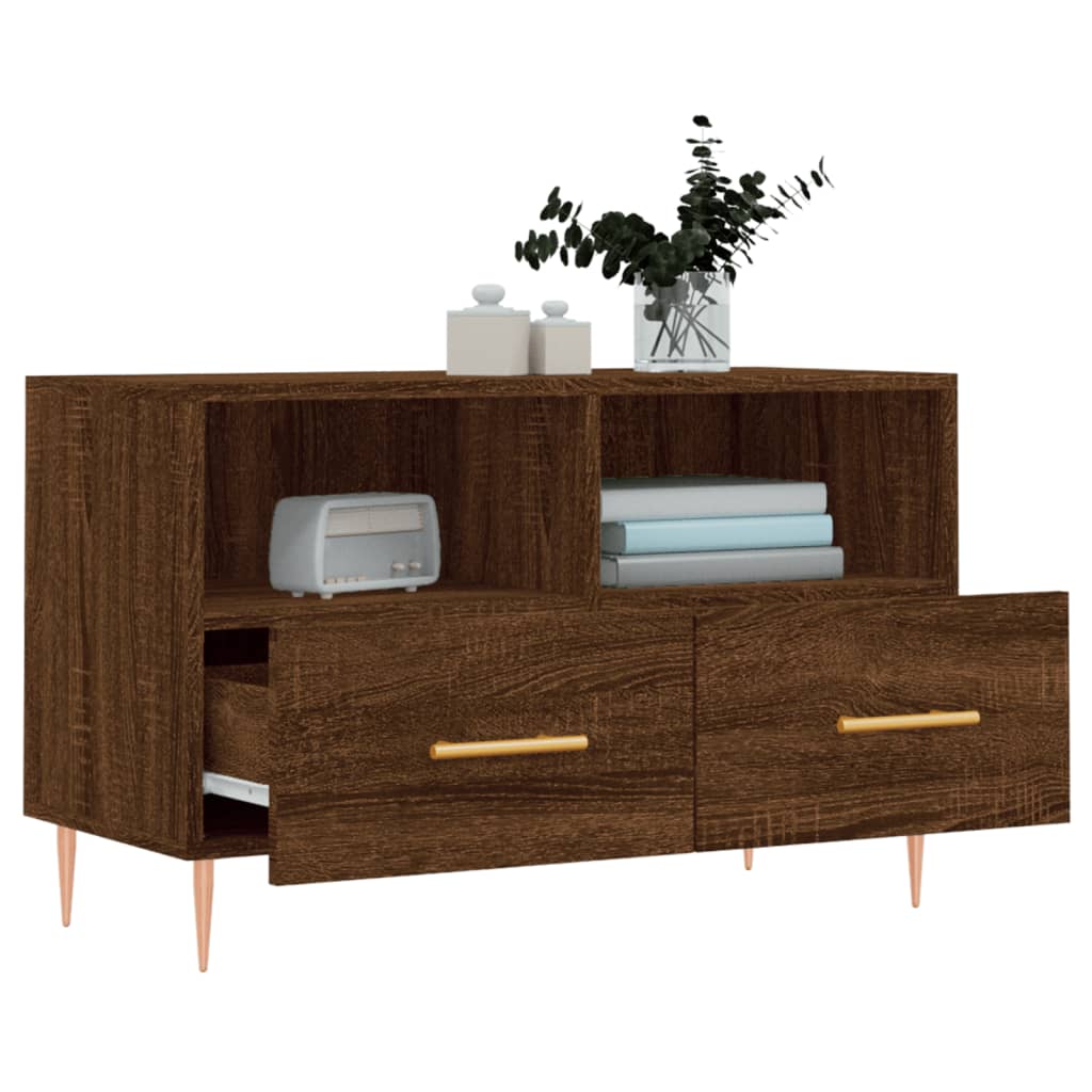 Meuble TV Chêne marron 80x36x50 cm Bois d'ingénierie Meubles TV vidaXL   