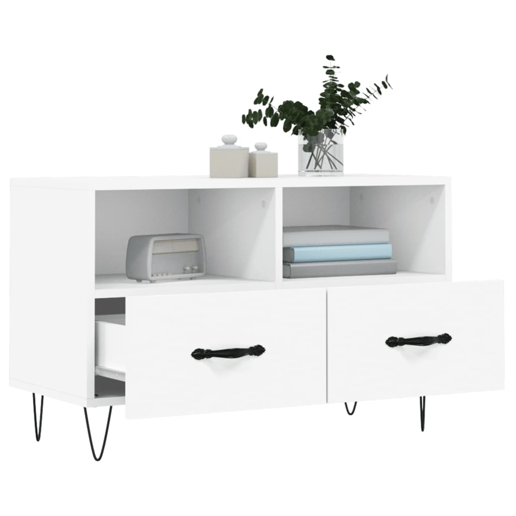 Meuble TV Blanc 80x36x50 cm Bois d'ingénierie - XIOS