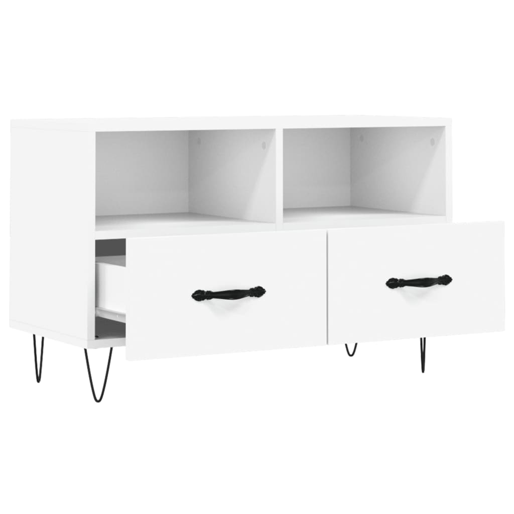 Meuble TV Blanc 80x36x50 cm Bois d'ingénierie - XIOS