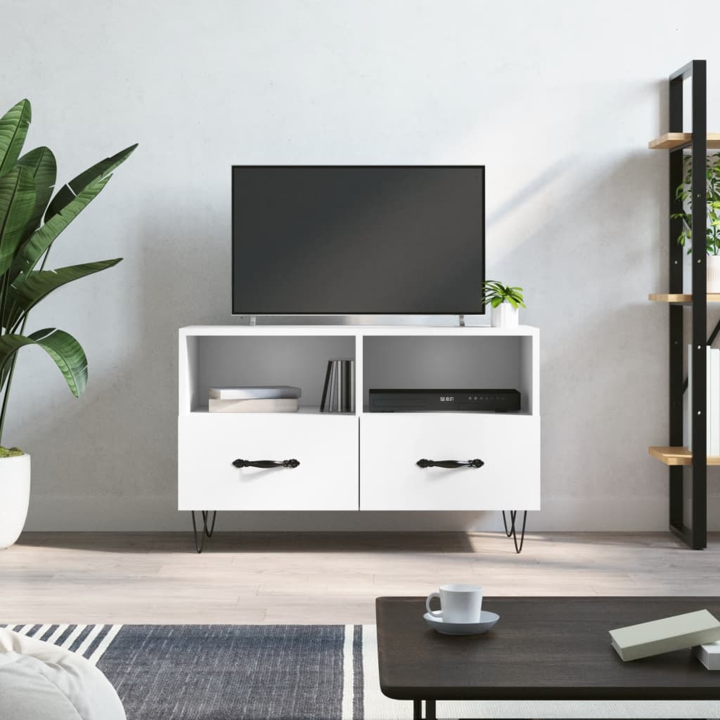 Meuble TV Blanc 80x36x50 cm Bois d'ingénierie - XIOS
