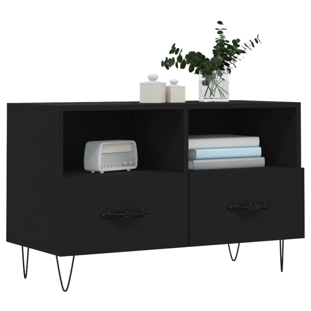 Meuble TV Noir 80x36x50 cm Bois d'ingénierie - XIOS