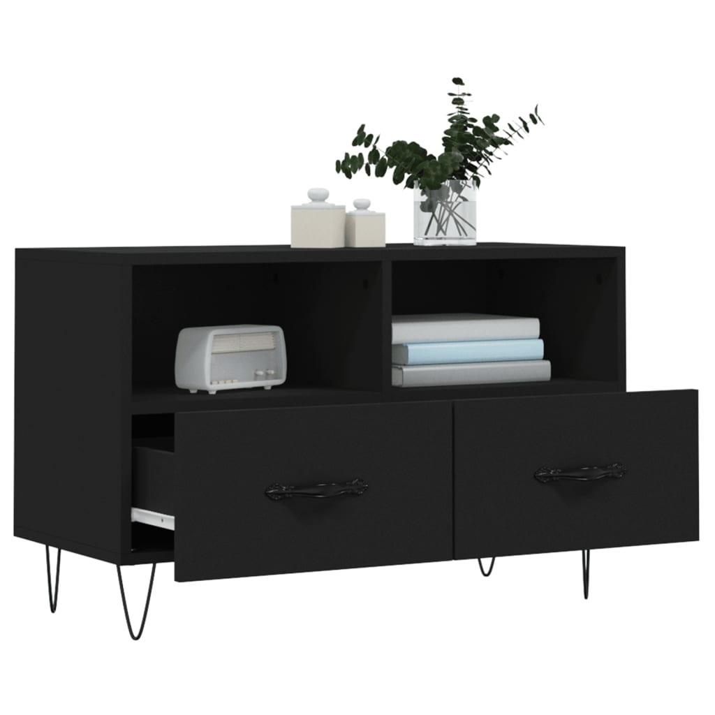 Meuble TV Noir 80x36x50 cm Bois d'ingénierie - XIOS