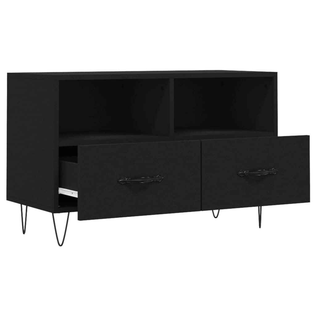 Meuble TV Noir 80x36x50 cm Bois d'ingénierie - XIOS