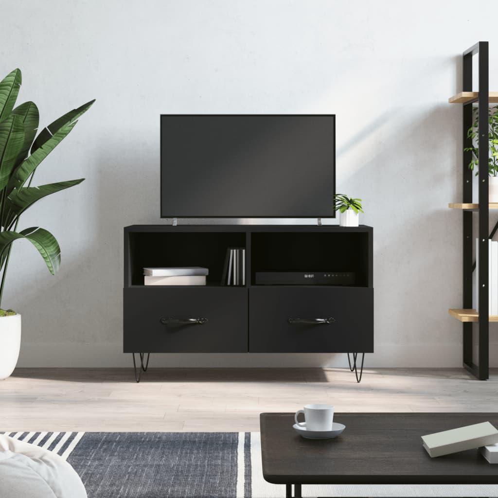 Meuble TV Noir 80x36x50 cm Bois d'ingénierie - XIOS