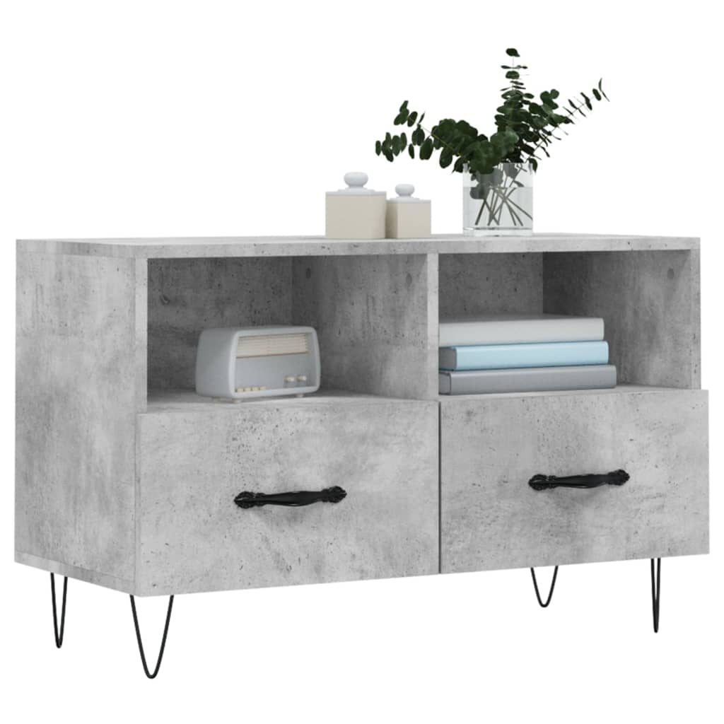 Meuble TV Gris béton 80x36x50 cm Bois d'ingénierie - XIOS