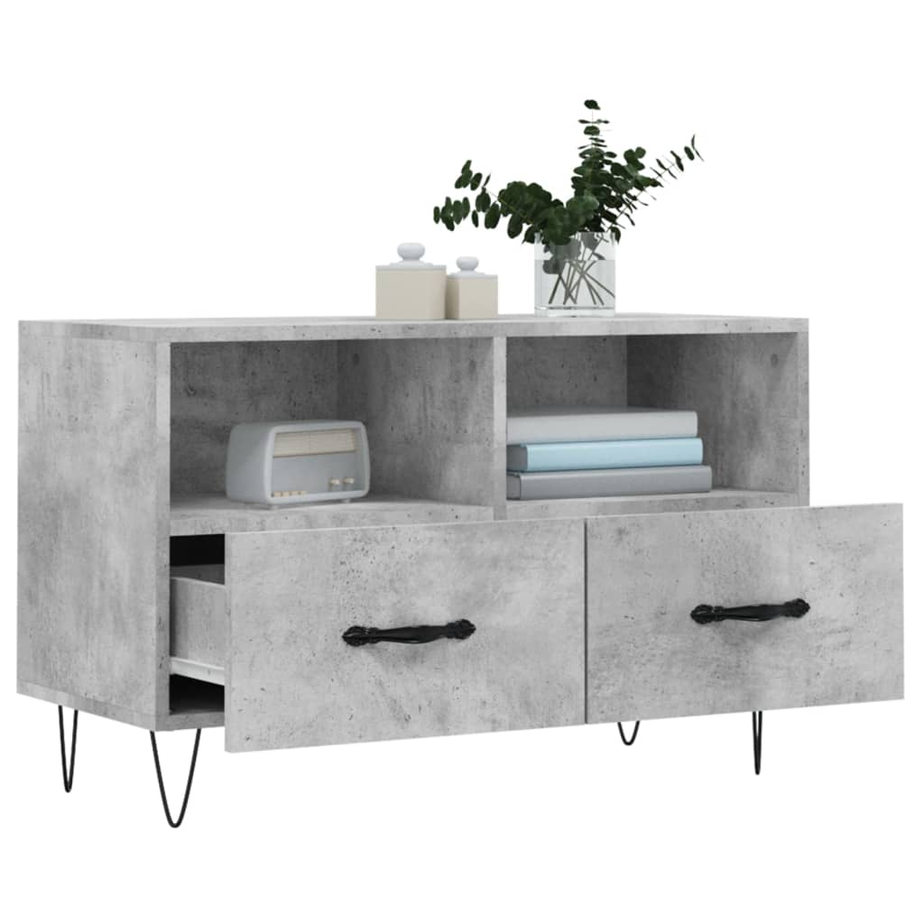 Meuble TV Gris béton 80x36x50 cm Bois d'ingénierie - XIOS