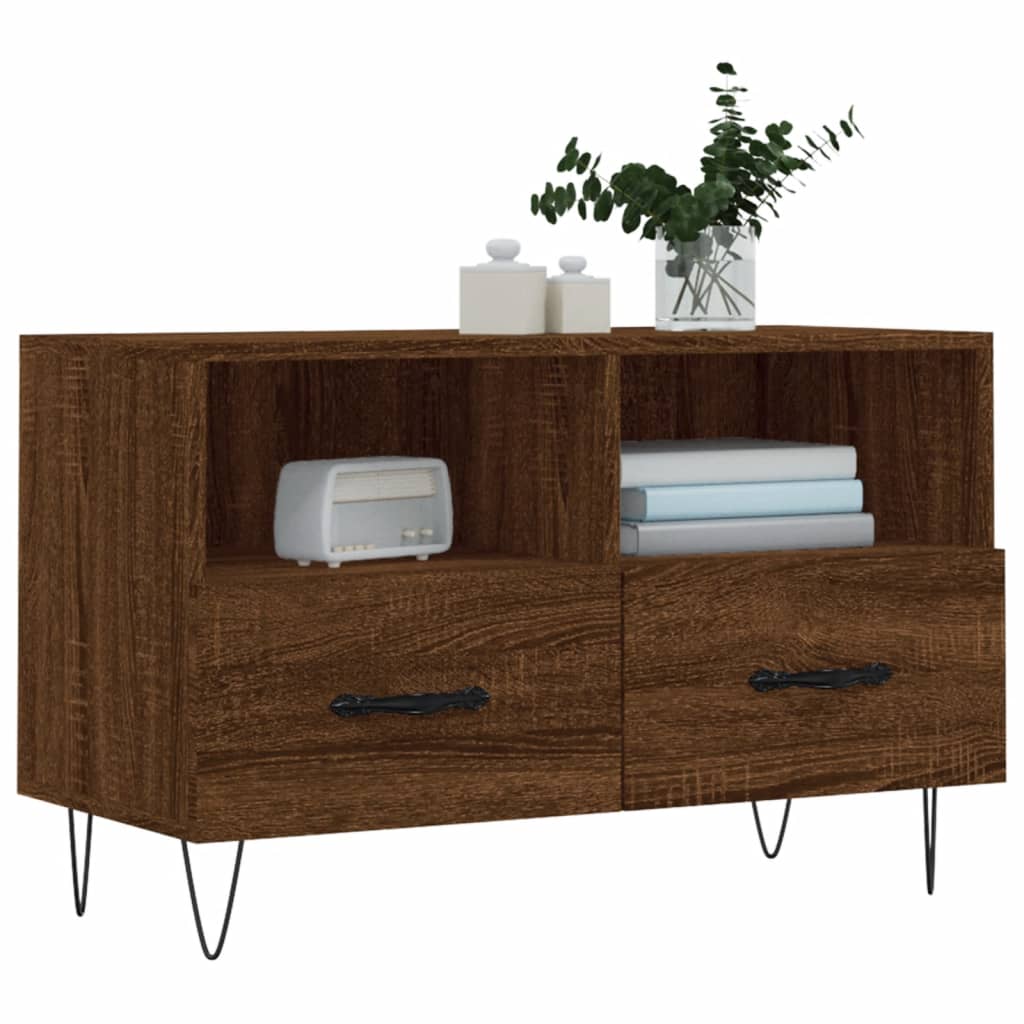 Meuble TV Chêne marron 80x36x50 cm Bois d'ingénierie - XIOS
