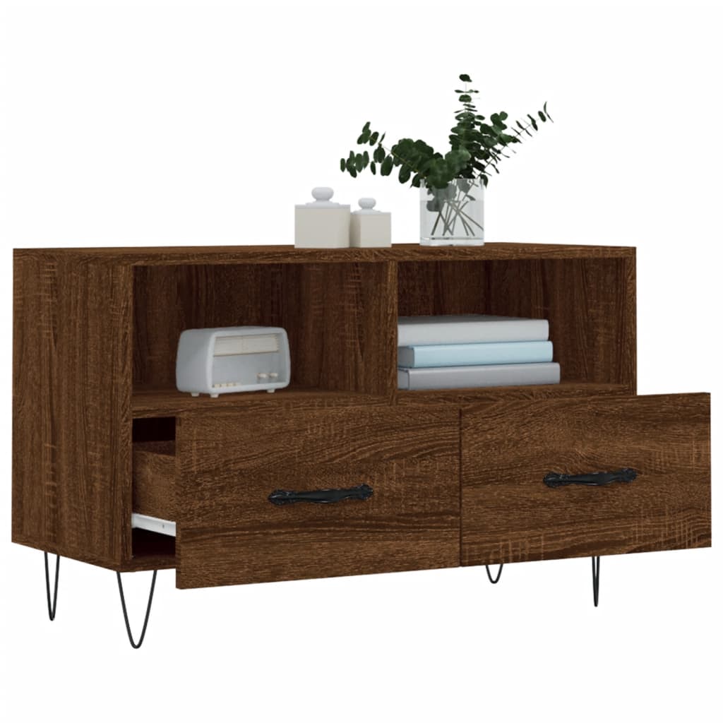 Meuble TV Chêne marron 80x36x50 cm Bois d'ingénierie - XIOS