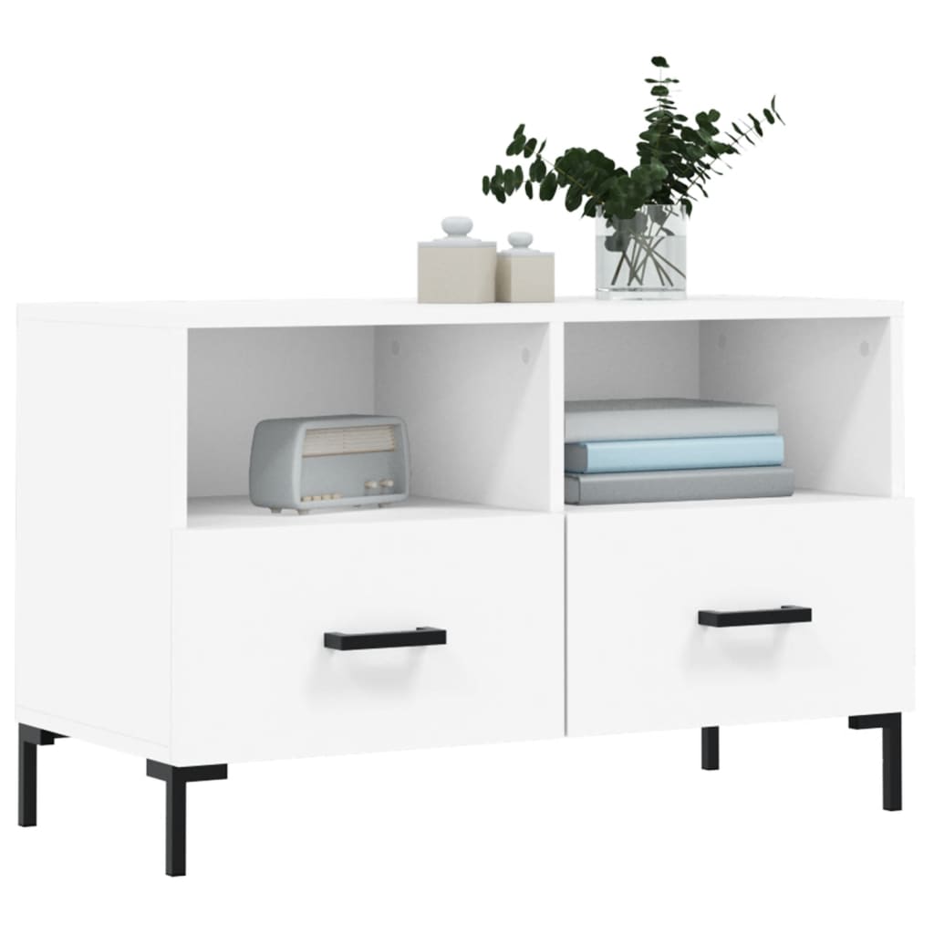 Meuble TV Blanc 80x36x50 cm Bois d'ingénierie - XIOS