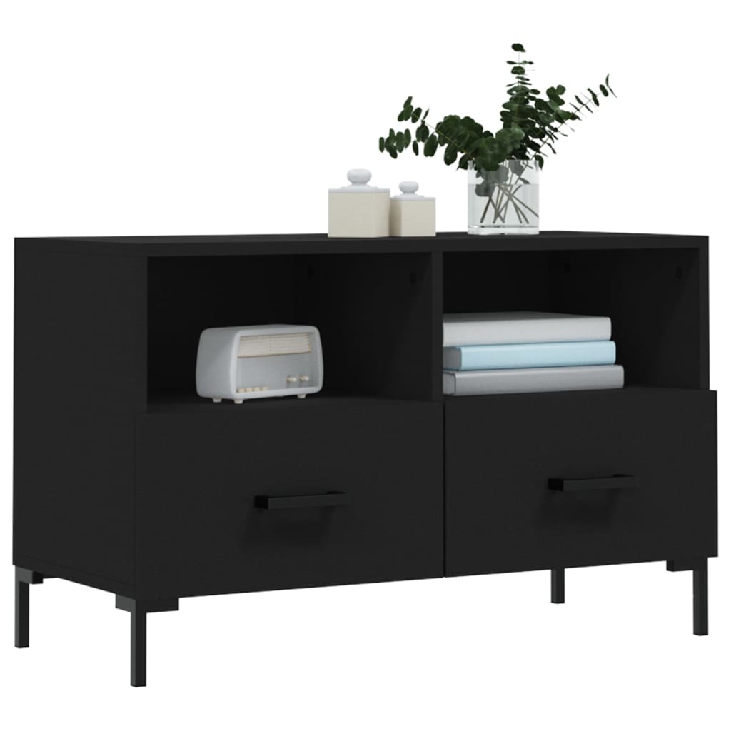 Meuble TV Noir 80x36x50 cm Bois d'ingénierie - XIOS