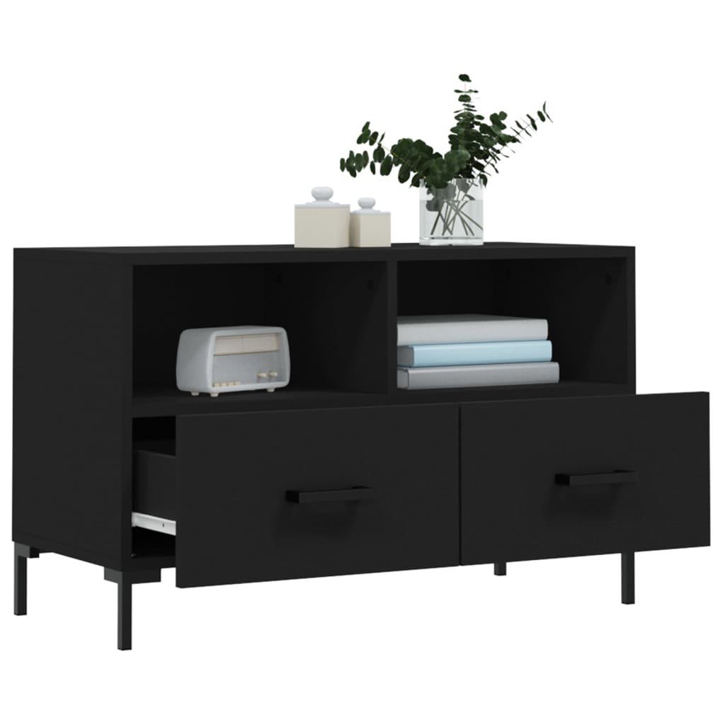Meuble TV Noir 80x36x50 cm Bois d'ingénierie - XIOS
