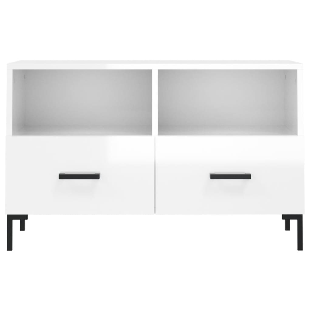 Meuble TV Blanc brillant 80x36x50 cm Bois d'ingénierie - XIOS