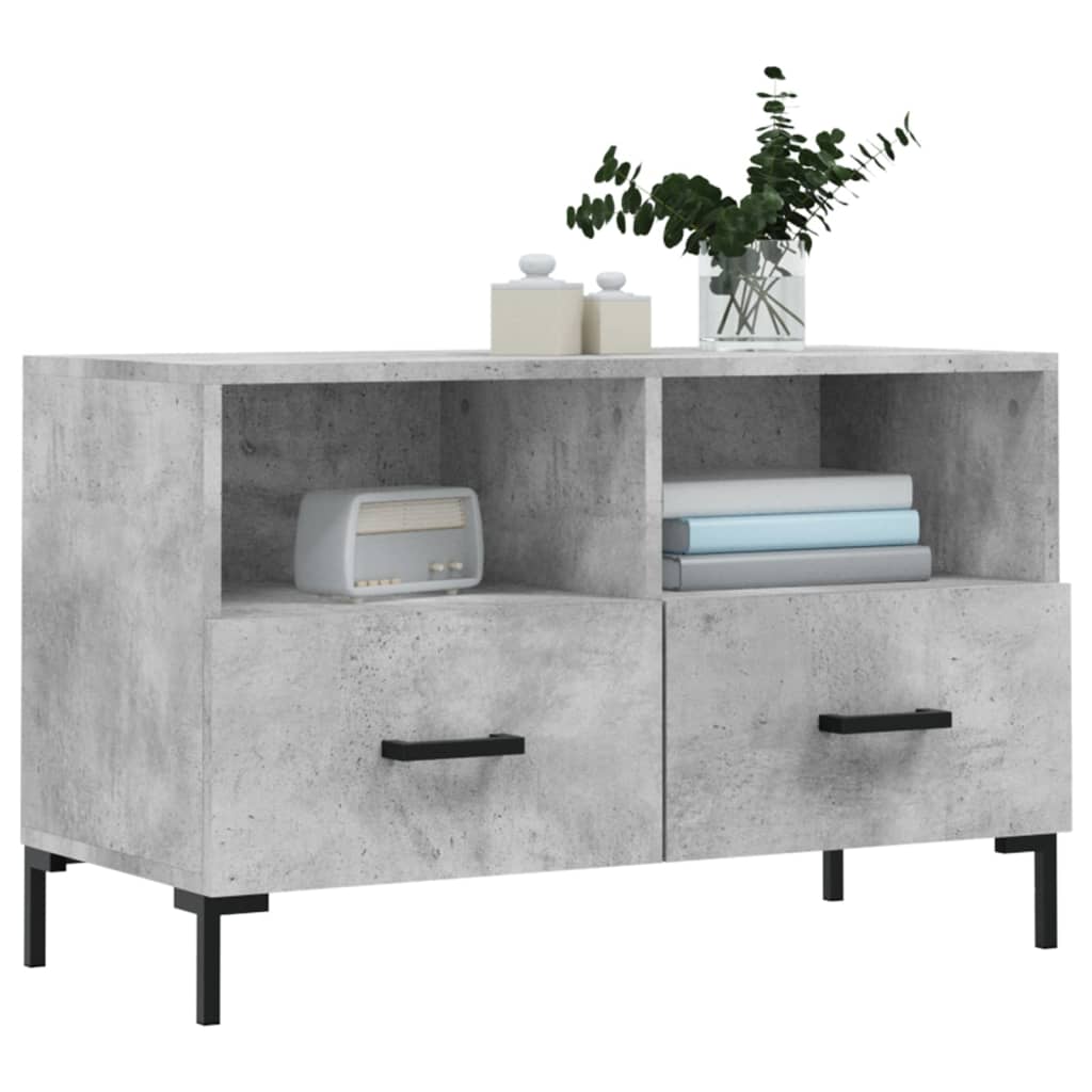Meuble TV Gris béton 80x36x50 cm Bois d'ingénierie - XIOS