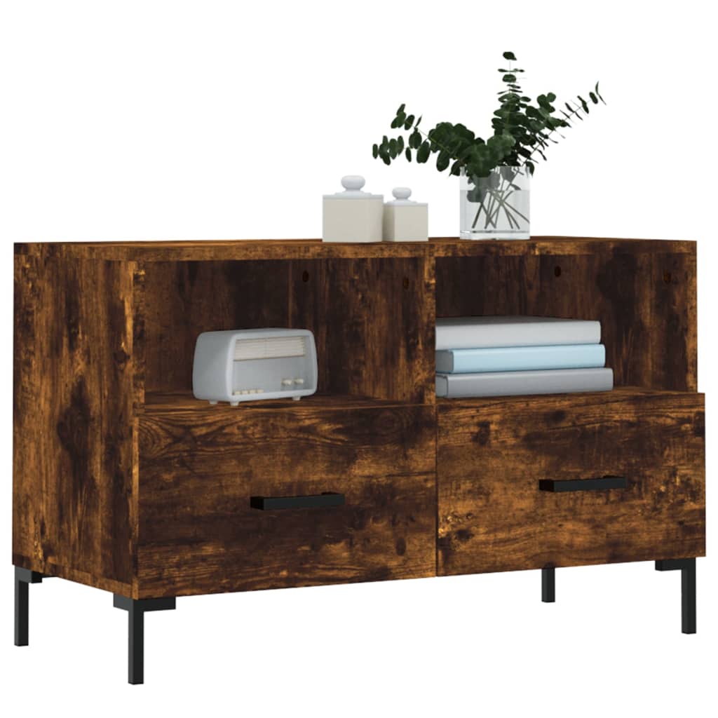 Meuble TV Chêne fumé 80x36x50 cm Bois d'ingénierie - XIOS