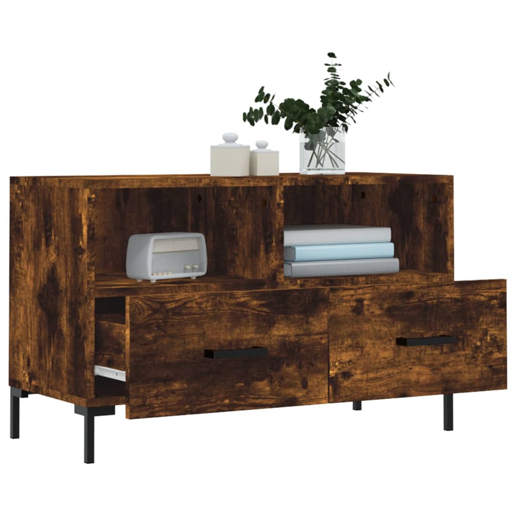 Meuble TV Chêne fumé 80x36x50 cm Bois d'ingénierie - XIOS