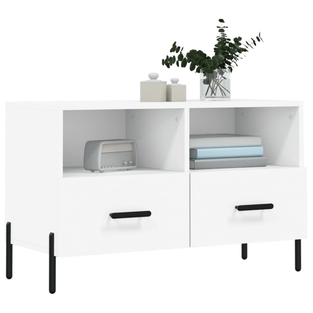 Meuble TV Blanc 80x36x50 cm Bois d'ingénierie - XIOS