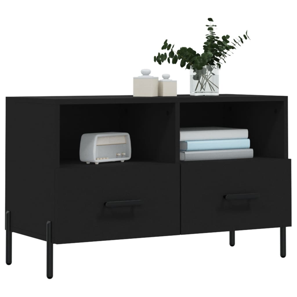 Meuble TV Noir 80x36x50 cm Bois d'ingénierie - XIOS