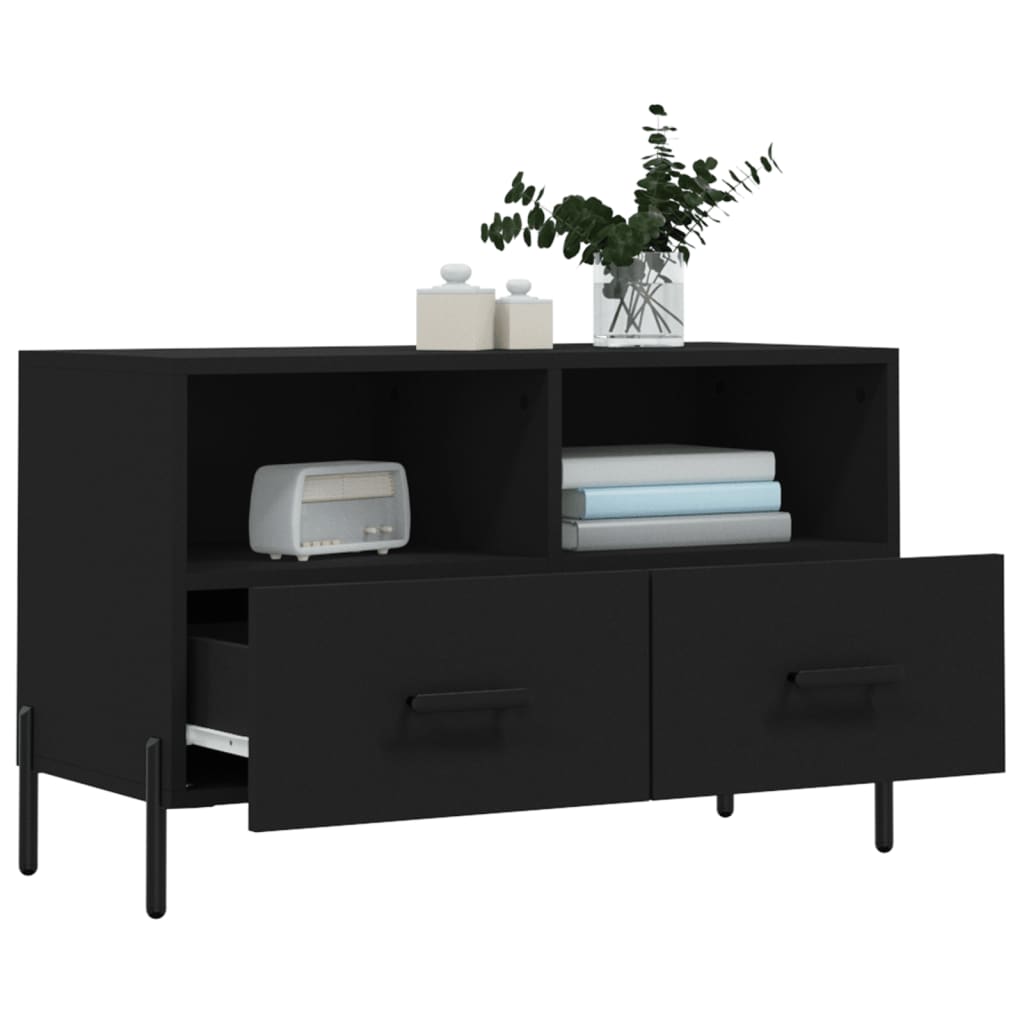 Meuble TV Noir 80x36x50 cm Bois d'ingénierie - XIOS