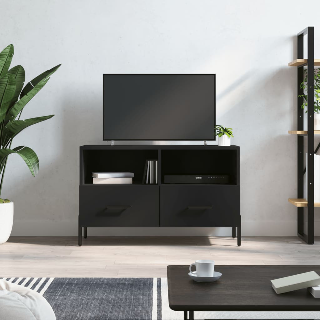 Meuble TV Noir 80x36x50 cm Bois d'ingénierie - XIOS