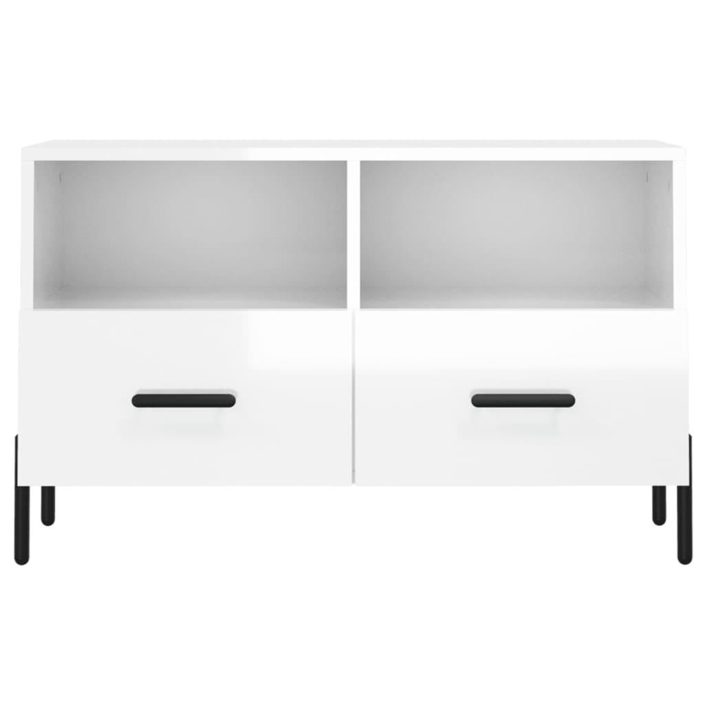 Meuble TV Blanc brillant 80x36x50 cm Bois d'ingénierie - XIOS