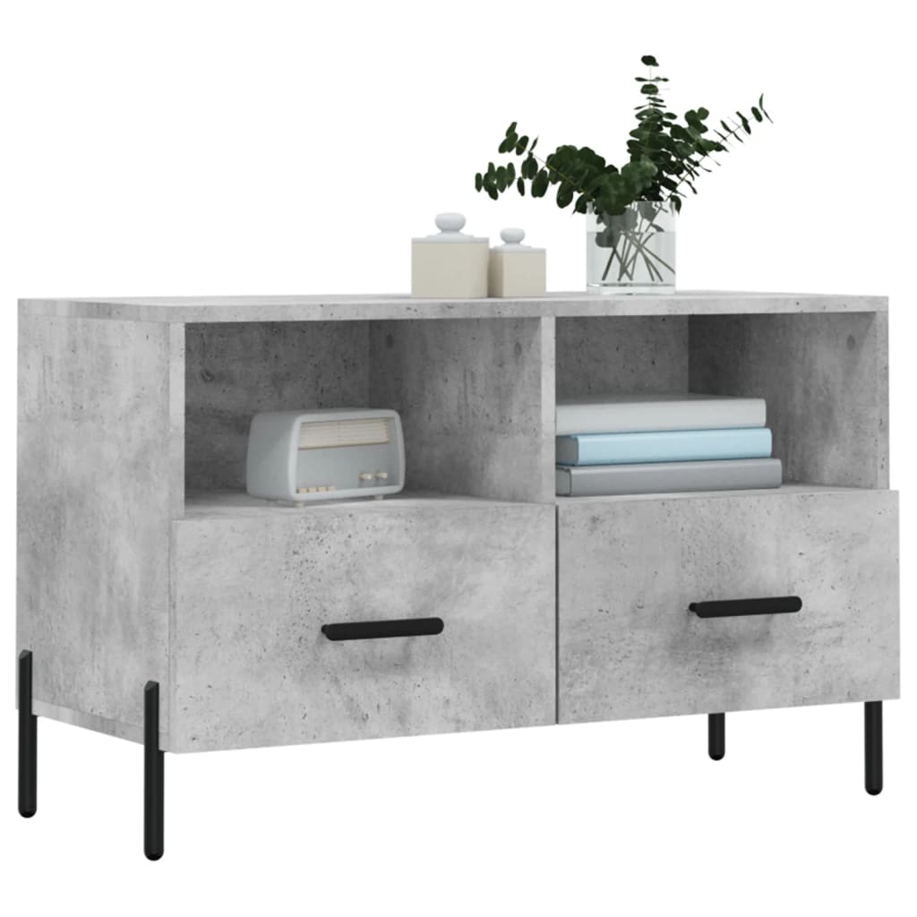 Meuble TV Gris béton 80x36x50 cm Bois d'ingénierie - XIOS
