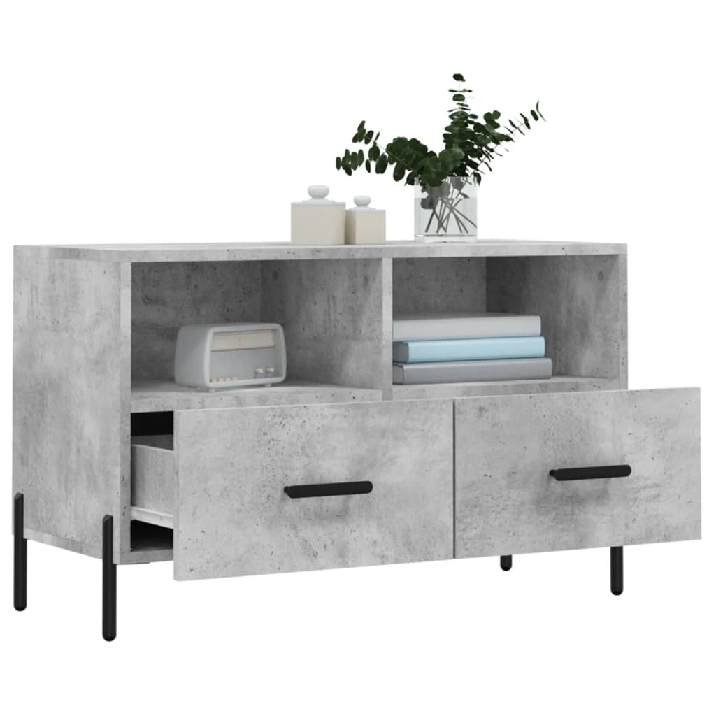 Meuble TV Gris béton 80x36x50 cm Bois d'ingénierie - XIOS