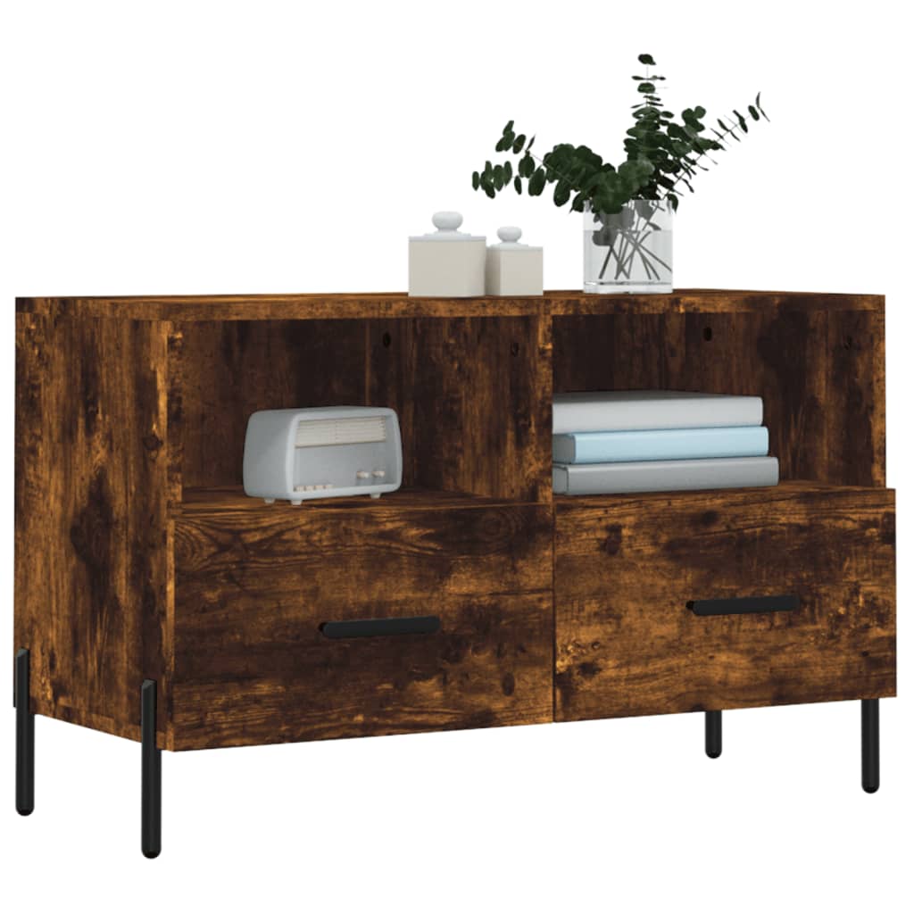 Meuble TV Chêne fumé 80x36x50 cm Bois d'ingénierie - XIOS