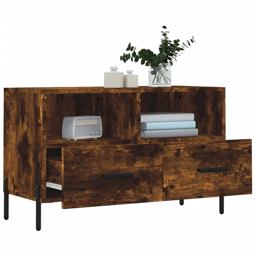Meuble TV Chêne fumé 80x36x50 cm Bois d'ingénierie - XIOS