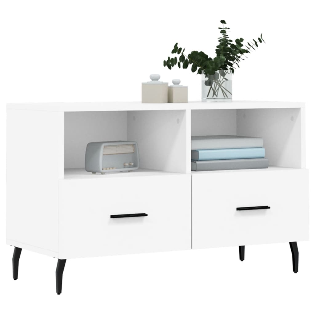 Meuble TV Blanc 80x36x50 cm Bois d'ingénierie - XIOS