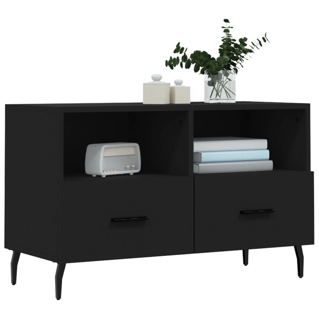 Meuble TV Noir 80x36x50 cm Bois d'ingénierie - XIOS