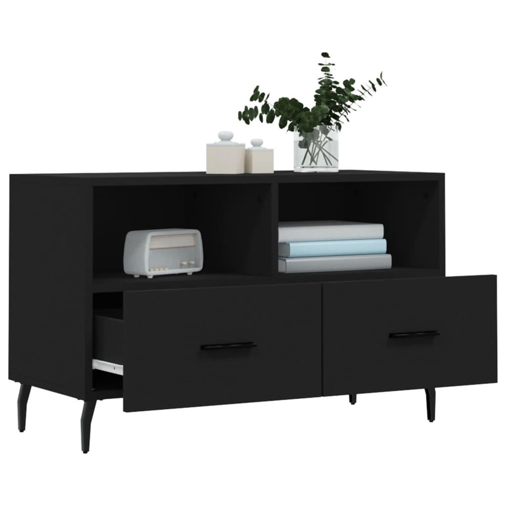 Meuble TV Noir 80x36x50 cm Bois d'ingénierie - XIOS