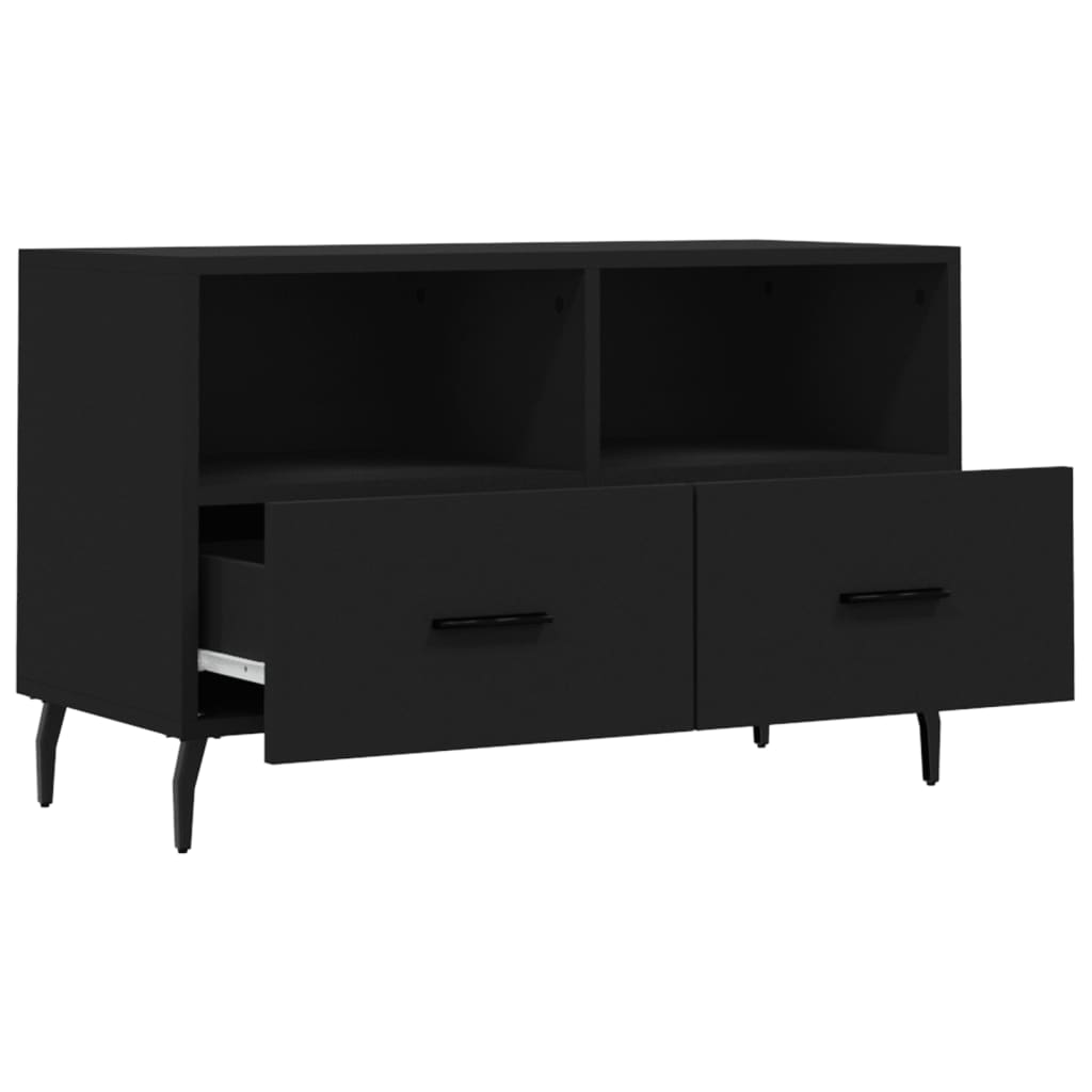 Meuble TV Noir 80x36x50 cm Bois d'ingénierie - XIOS