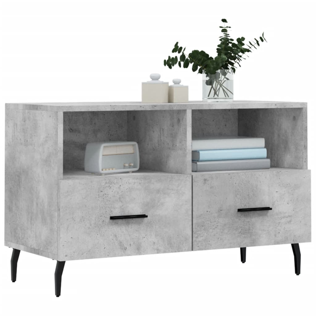 Meuble TV Gris béton 80x36x50 cm Bois d'ingénierie - XIOS