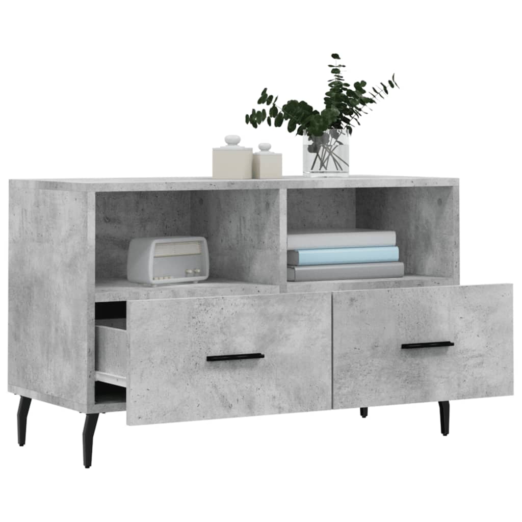 Meuble TV Gris béton 80x36x50 cm Bois d'ingénierie - XIOS