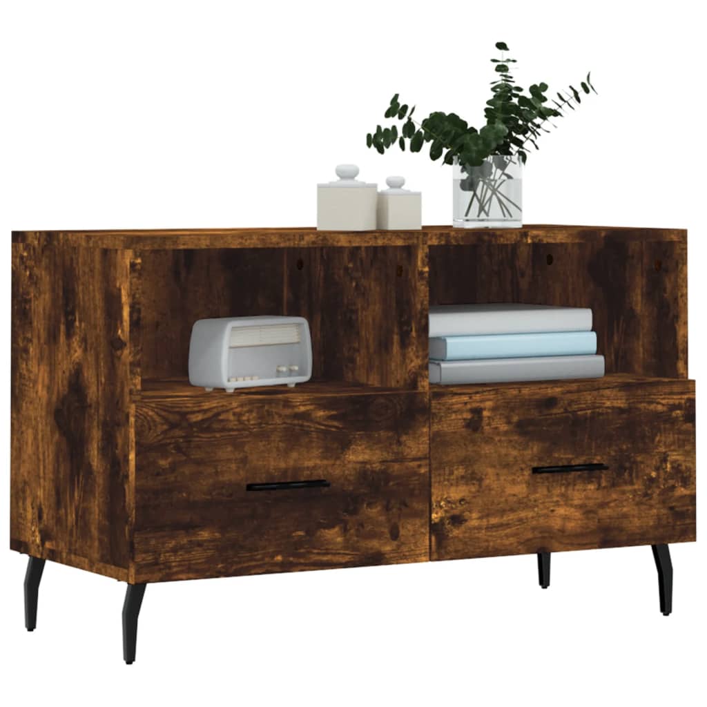 Meuble TV Chêne fumé 80x36x50 cm Bois d'ingénierie - XIOS
