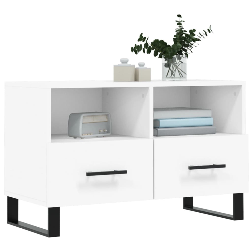 Meuble TV Blanc 80x36x50 cm Bois d'ingénierie - XIOS