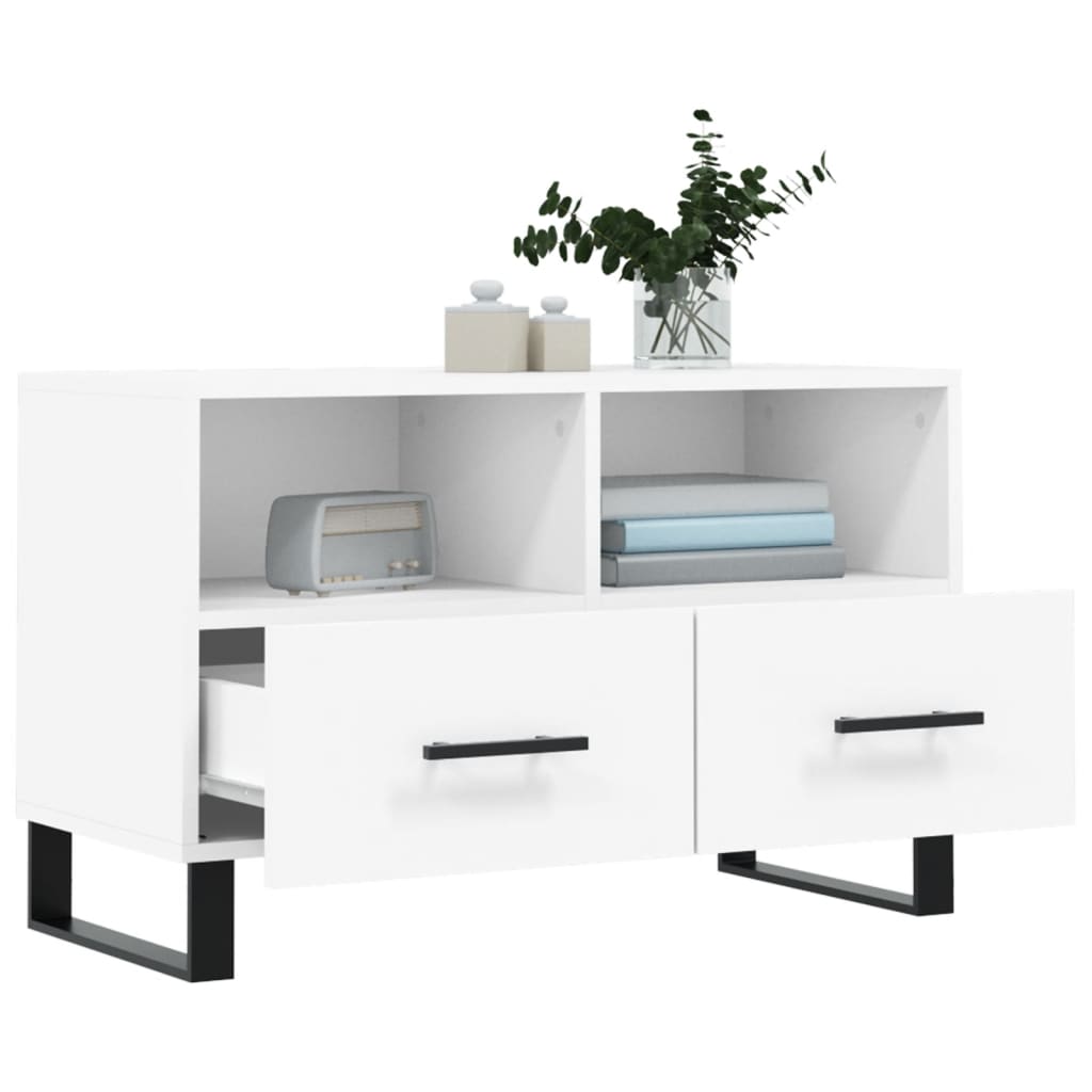 Meuble TV Blanc 80x36x50 cm Bois d'ingénierie - XIOS