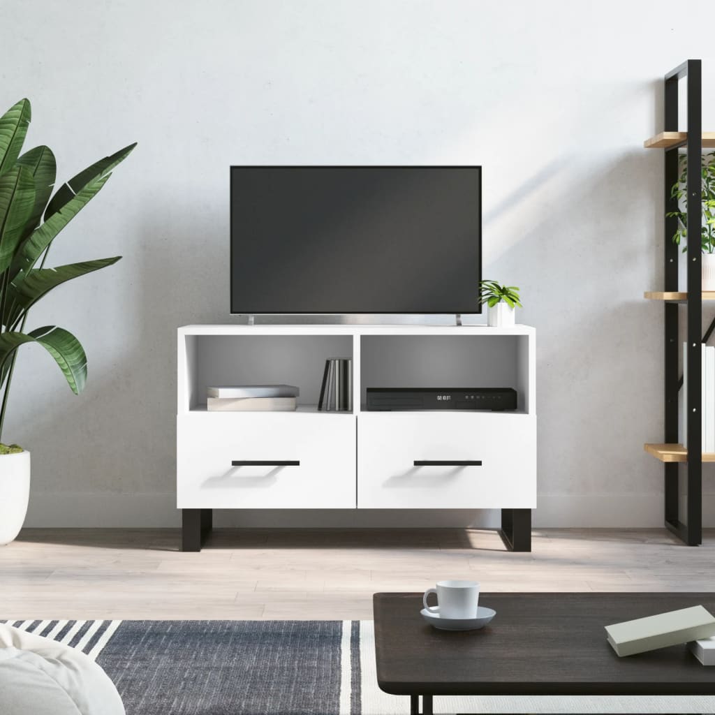 Meuble TV Blanc 80x36x50 cm Bois d'ingénierie - XIOS