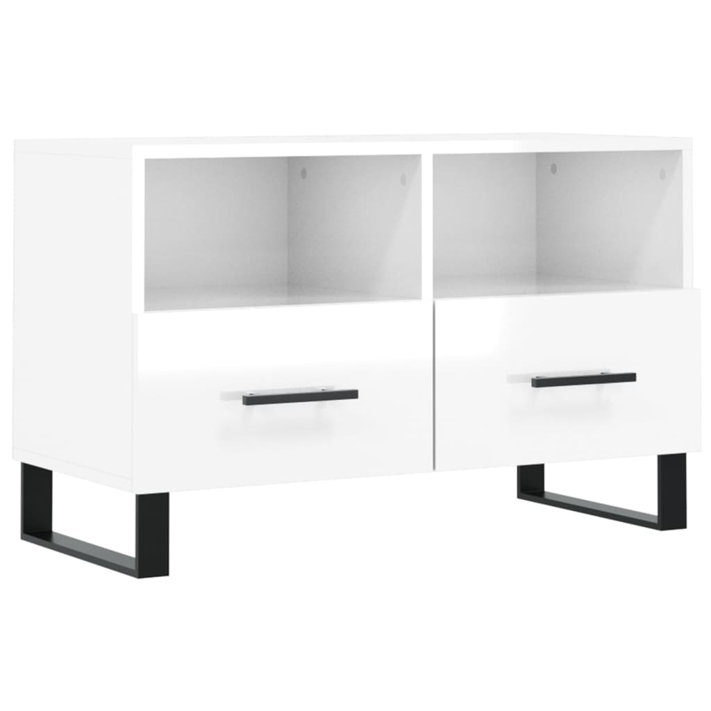 Meuble TV Blanc brillant 80x36x50 cm Bois d'ingénierie Meubles TV vidaXL   
