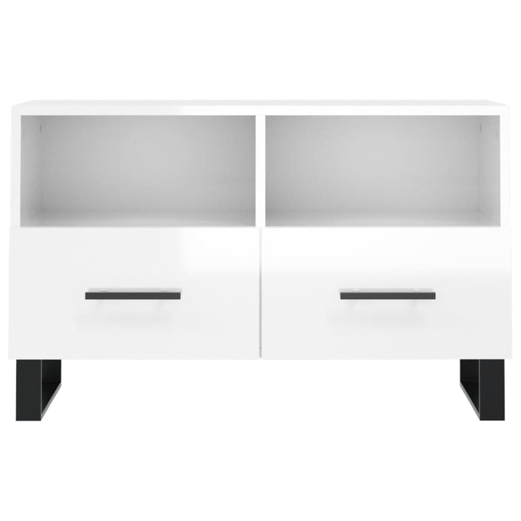 Meuble TV Blanc brillant 80x36x50 cm Bois d'ingénierie Meubles TV vidaXL   