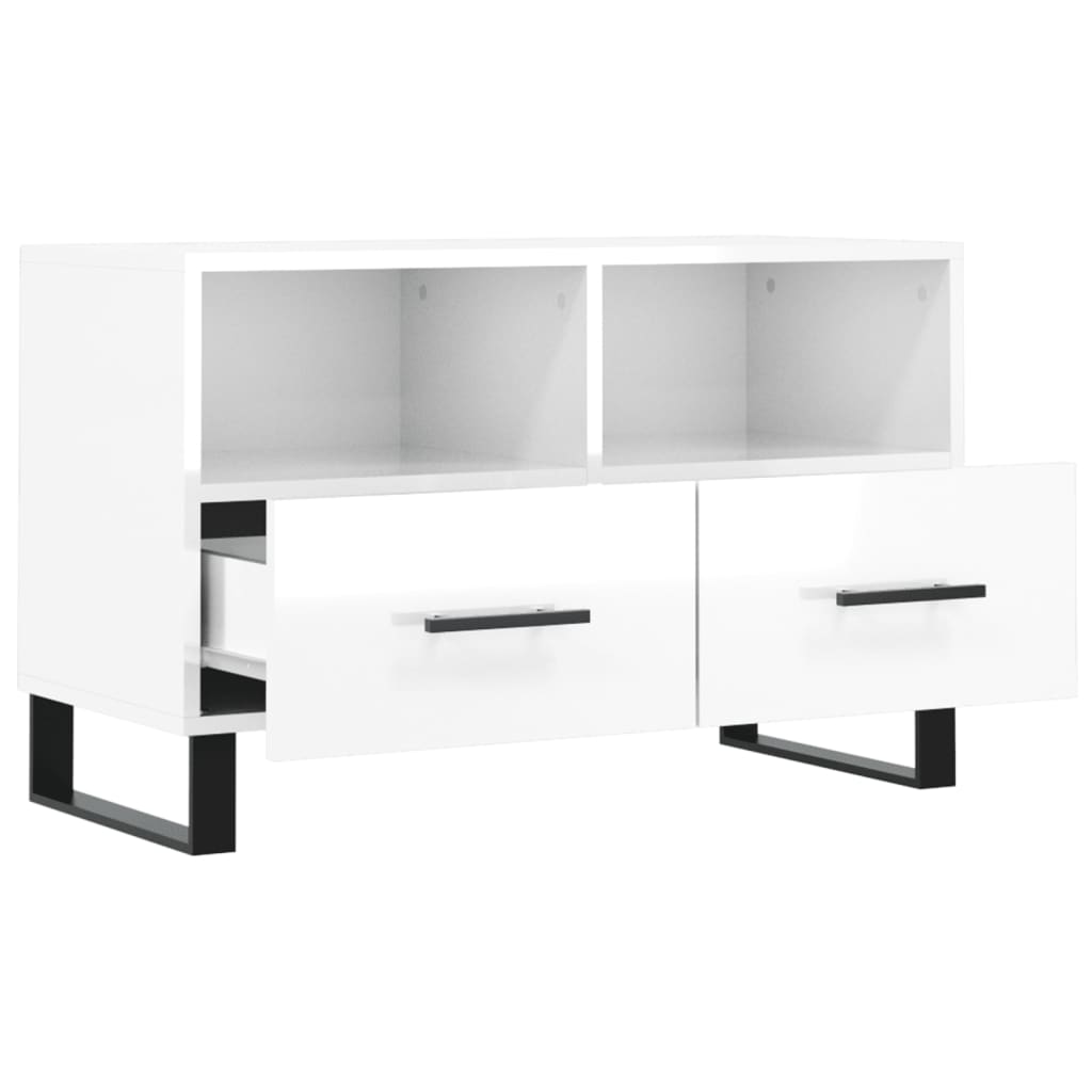 Meuble TV Blanc brillant 80x36x50 cm Bois d'ingénierie Meubles TV vidaXL   