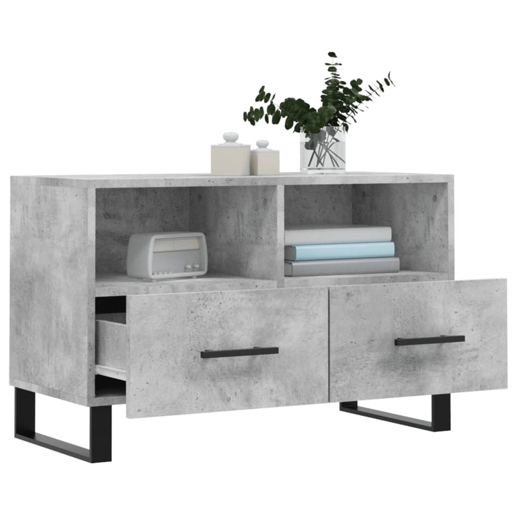 Meuble TV Gris béton 80x36x50 cm Bois d'ingénierie - XIOS