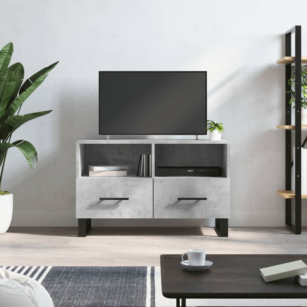 Meuble TV Gris béton 80x36x50 cm Bois d'ingénierie - XIOS